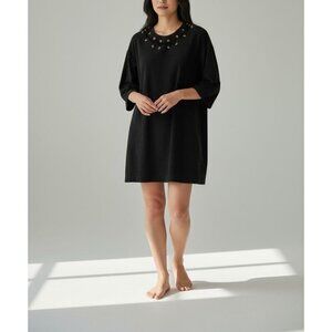 Zara Black Grommet Lace-Up Tunic Dress Size S